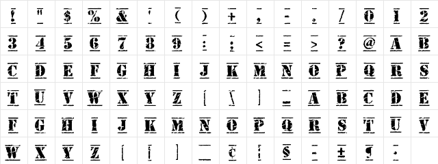 Old Stamper Regular  glyph index