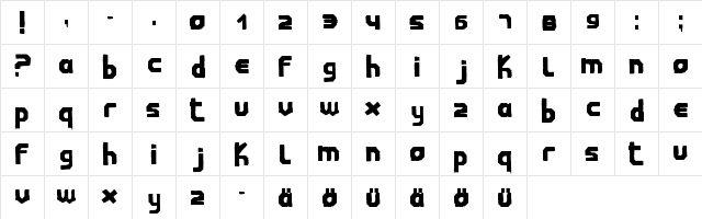 Childwood Regular  glyph index