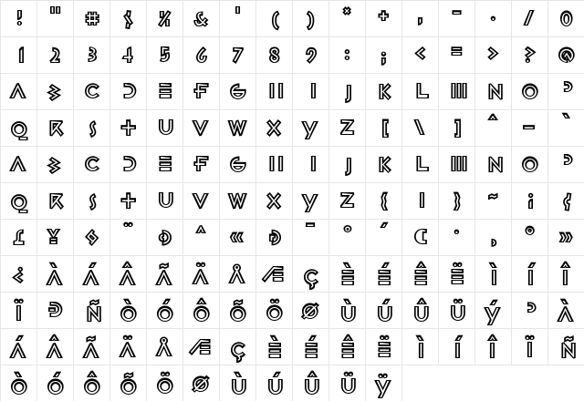 Gestalt Medium  glyph index