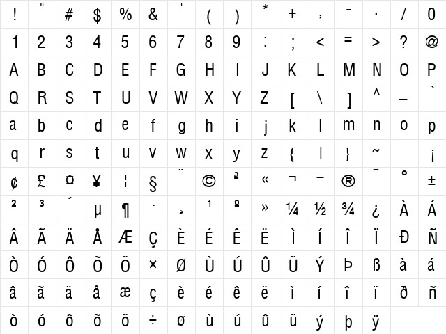 ContextCondSSK Regular  glyph index