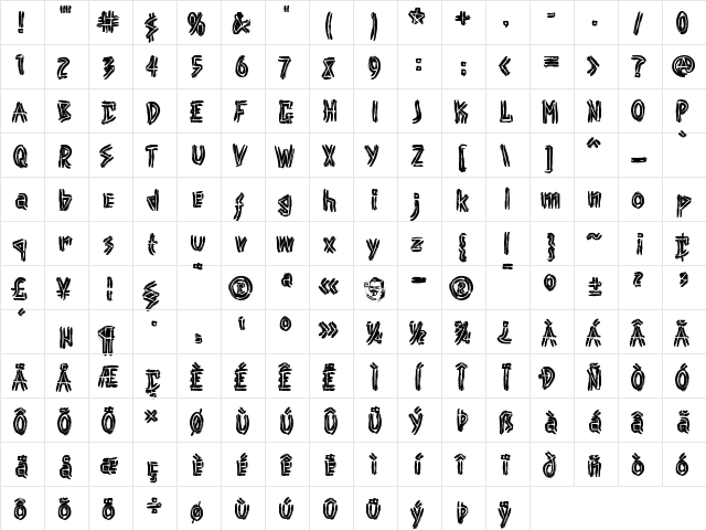 Punk Regular  glyph index