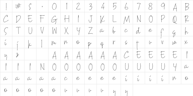 Kilimanjaro Regular  glyph index