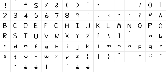 CELINA Regular  glyph index