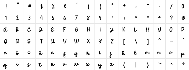 Gedang Regular  glyph index