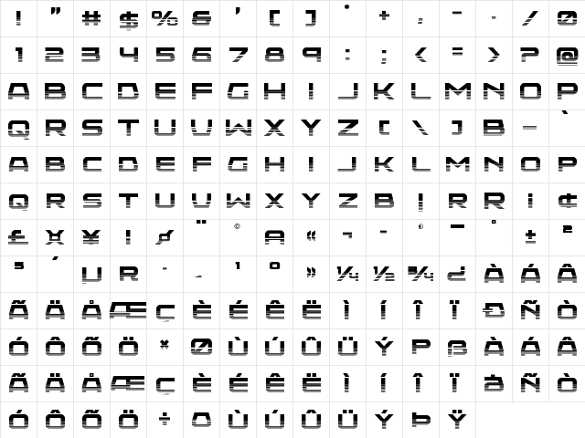 Neutron Dance Halftone Regular  glyph index