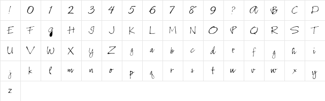 RSRiverside Regular  glyph index