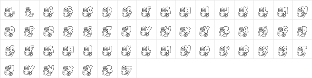 JLR Rags 1 Regular  glyph index