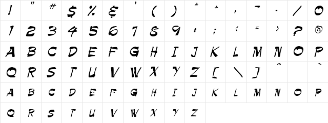 Quick Santra Regular  glyph index