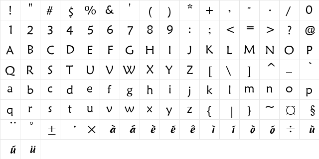 STXinwei Regular  glyph index
