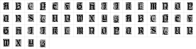 Carrick Caps Regular  glyph index