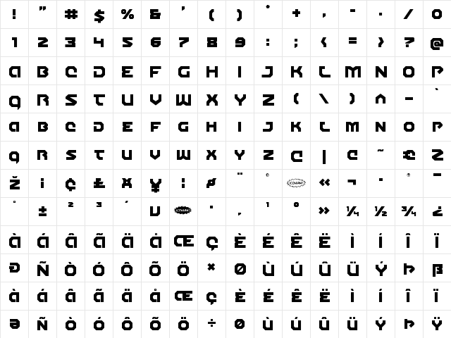 Gunner Storm Drop Regular  glyph index