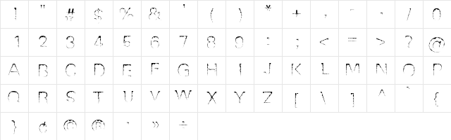 Dishonor Regular  glyph index