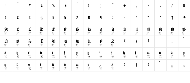 EasterBunny Regular  glyph index