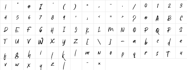 Huge_DEMO Regular  glyph index