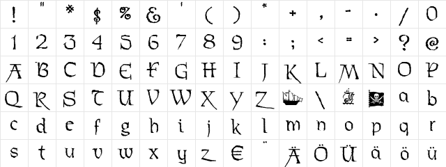 Stoertebeker Regular  glyph index