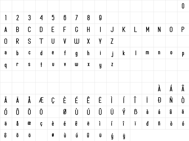 Milleniale Personal Use Only Regular  glyph index