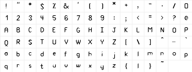 Snooze Candy Strip Regular  glyph index