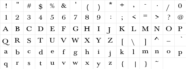 Jason 1 Regular  glyph index
