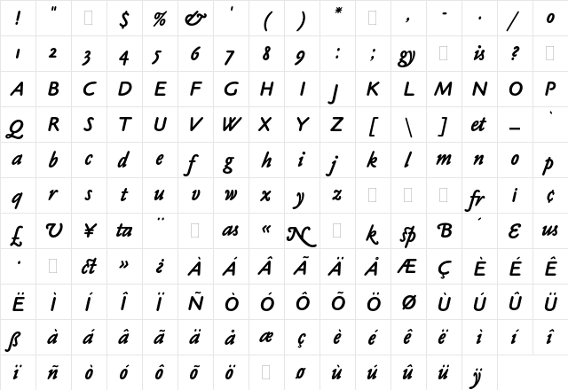 Claude Sans Bold Italic Plain  glyph index