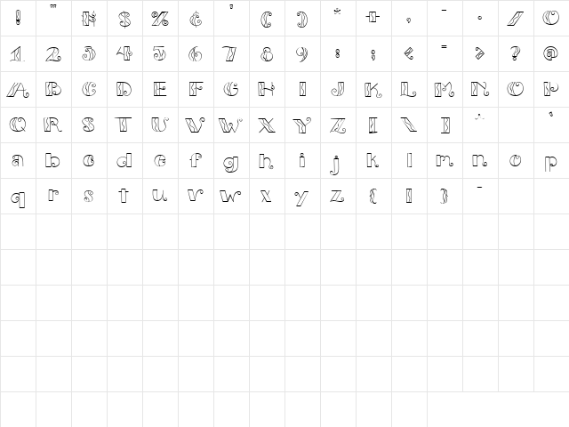 CK Contemporary Capitals Regular  glyph index
