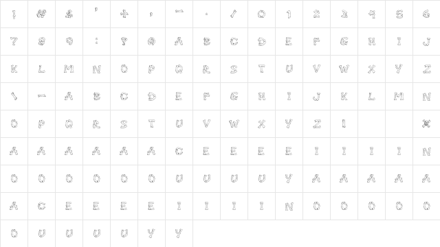 Bone Brigade Regular  glyph index