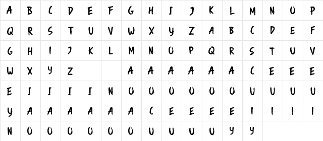 Angemurphy Demo Blackletter Regular  glyph index