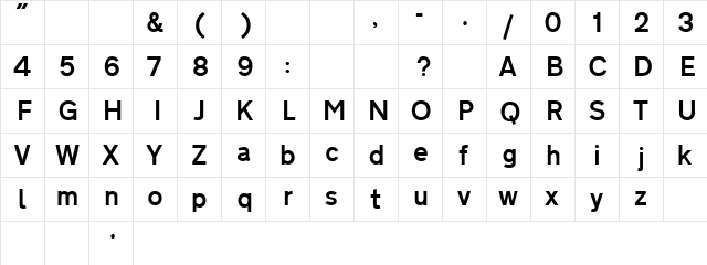 Roadgeek Transport Medium Regular  glyph index