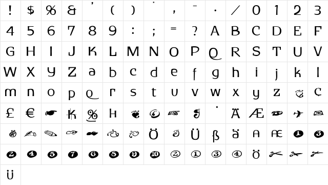 HerdeckeSans Regular  glyph index