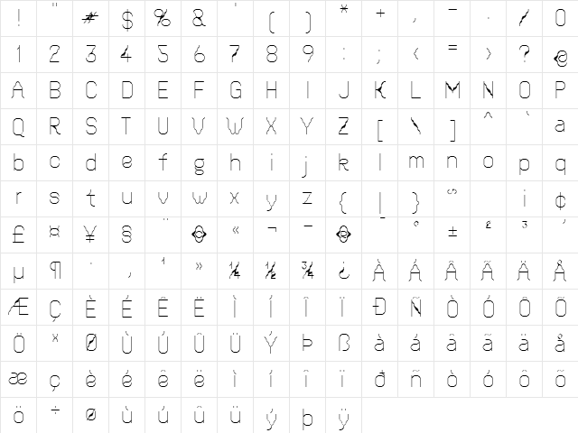 Mantis Regular  glyph index