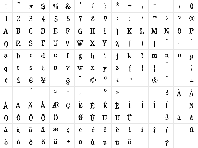DanielBeckerRandom Regular  glyph index