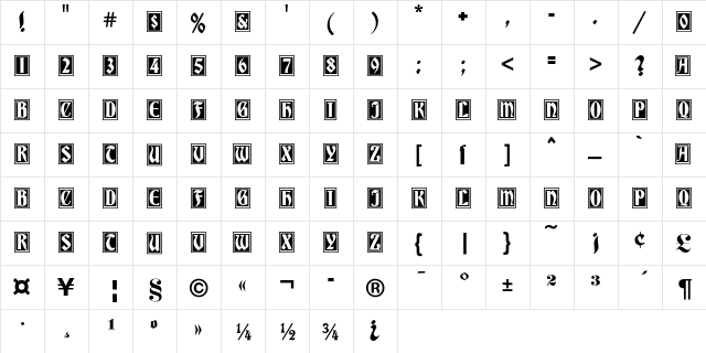 Germania Versalien Regular  glyph index