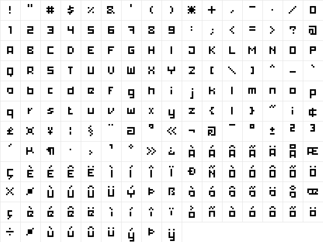 xpdr02 Regular  glyph index