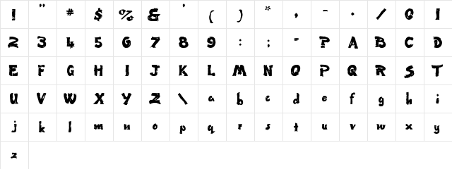 Wet Paint Two Regular  glyph index