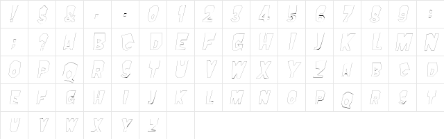MondoOutline Oblique  glyph index