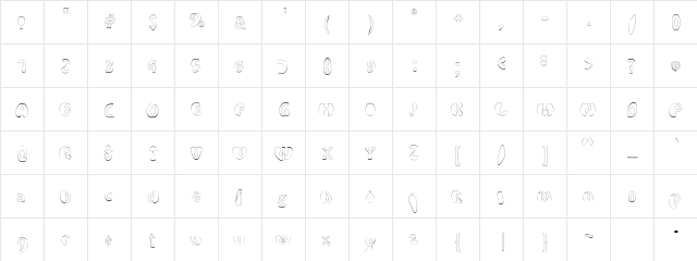 Psychodelic70sTallHollow Regular  glyph index