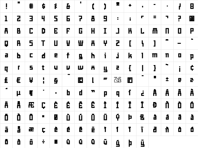 Templo Gordo Regular  glyph index