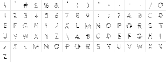 P Funked Hollow Regular  glyph index