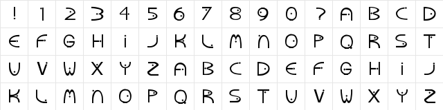New Regular  glyph index