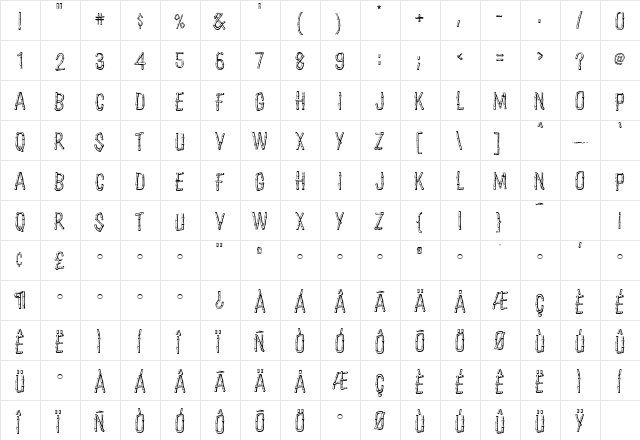 TikiPalms Regular  glyph index