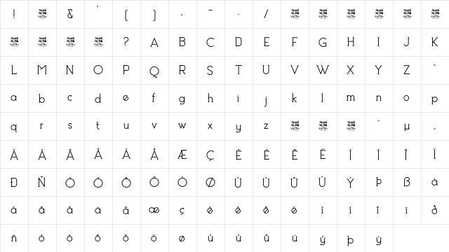 Debock Personal Use Regular  glyph index