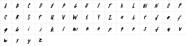 Zombie Checklist Alpha Regular  glyph index