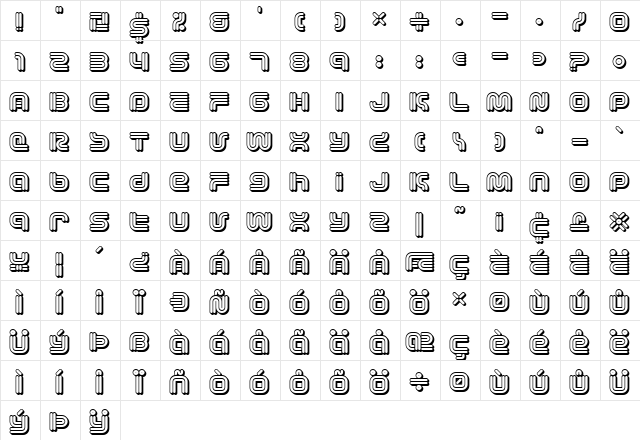 Vectroid Cosmo Regular  glyph index