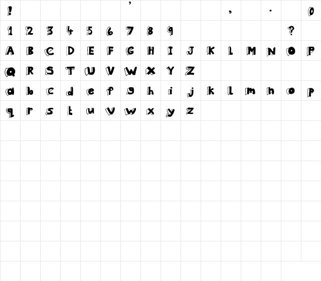 Clothes Peg Regular  glyph index