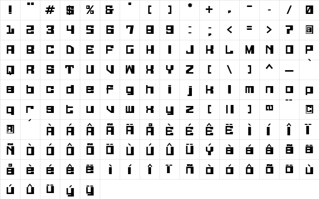 Galaxy Monkey Regular  glyph index