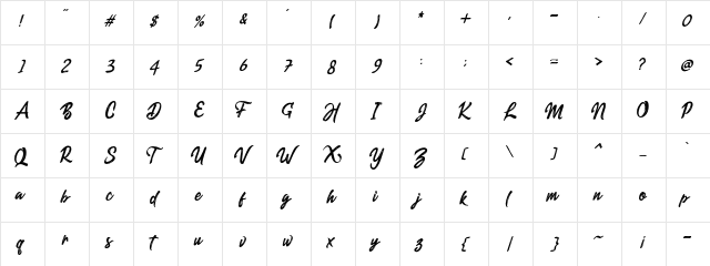 Dexaters Sillent Regular  glyph index
