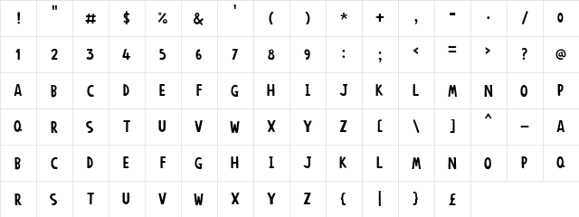 AnonimRound Regular  glyph index