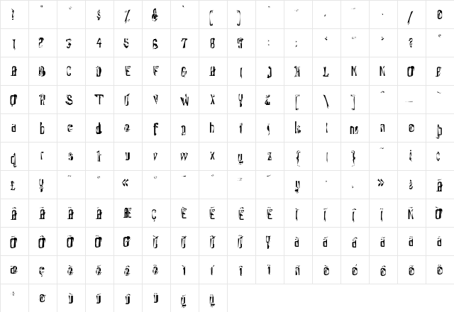 MorireSolid Regular  glyph index