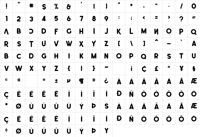 Leonardo-Rounded Demo  glyph index