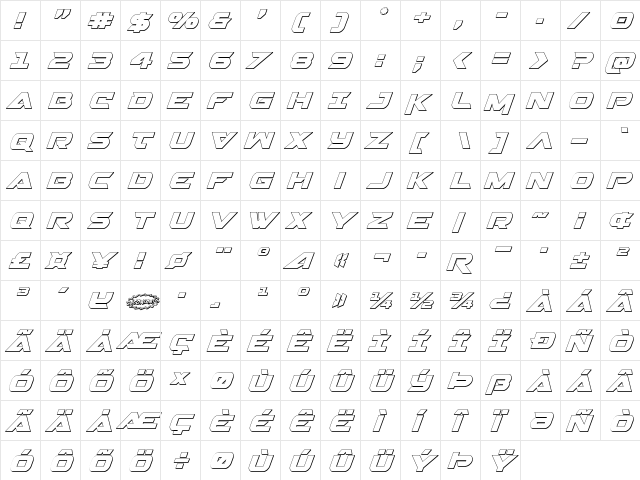 Gemina 2 3D Italic Italic  glyph index