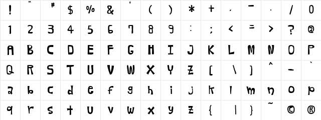 Bearz Regular  glyph index